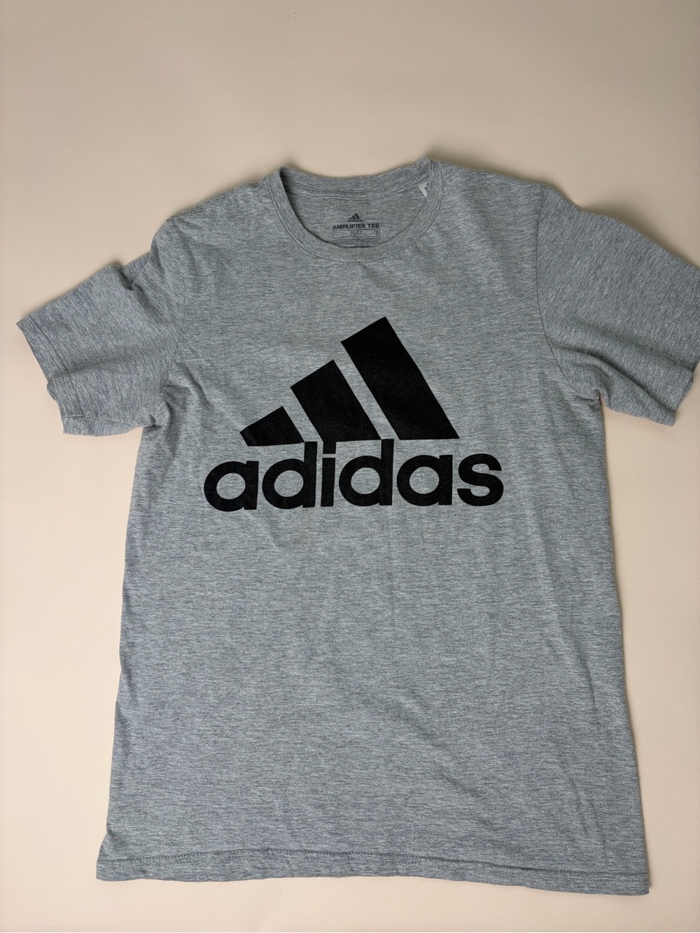 adidas Heather Gray Short Sleeve Tee with Black Logo | Men’s Size Small